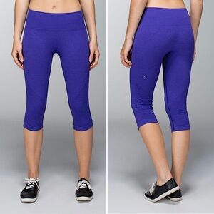 Lululemon Womens Dark Purple In The Flow Crop II Athletic Workout Legging Medium
